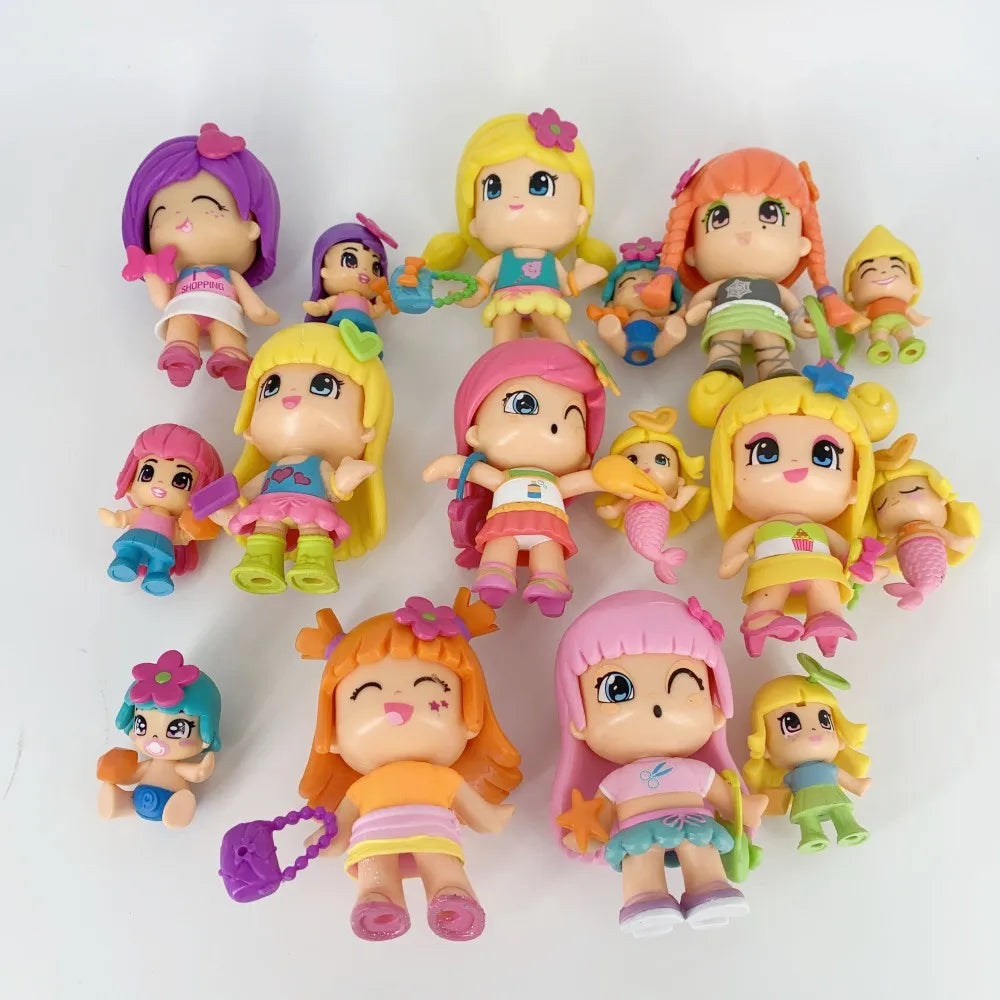 4pcs Doubleface Pinypon Gilrs+4pcs Little Baby Action Figure Dolls for Kids DIY Cartoon Detachable Figuras Toys Christmas Gift