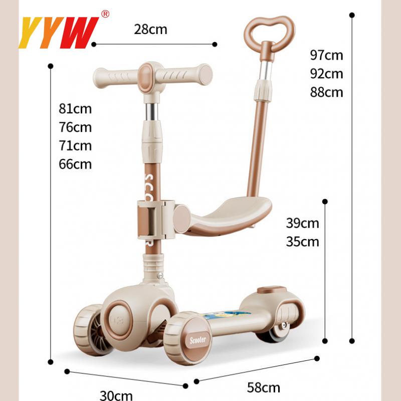 For 2-12 Years Children Cycling Kick Scooter With Seat And Pusher Flash Wheels Board Kid Music Pedal Scooters Adjustable Height