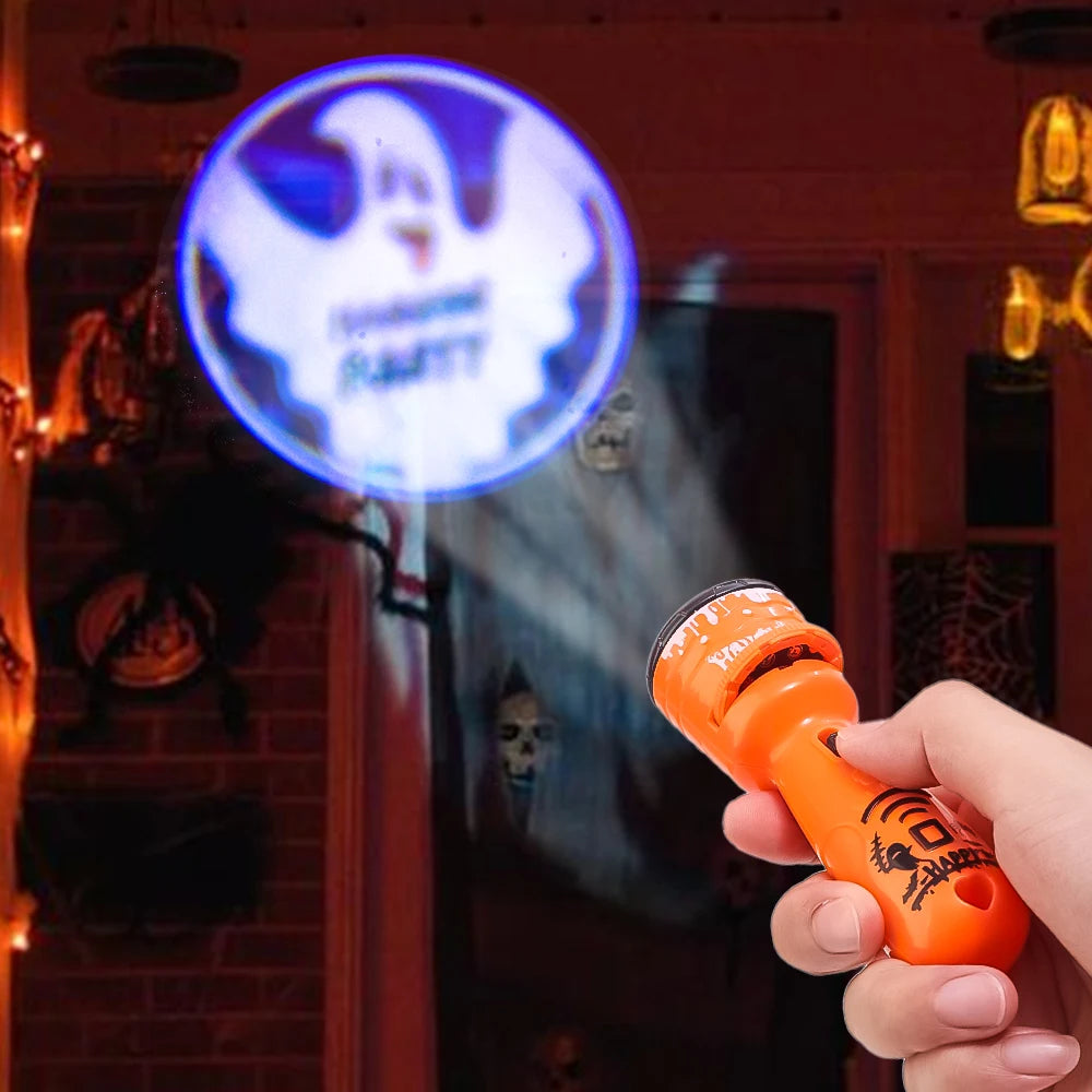 Projection Flashlight Toys Baby Cartoon Lights Ghost Pumpkin Pattern Game Early Childhood Halloween Projection Flashlight Gift