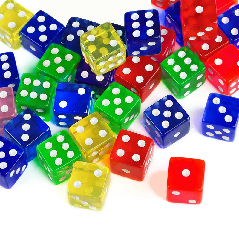 12Pcs 16MM Transparent Dice For Board Games For Adullts Children Juegos De Mesa Familiares Divertidos