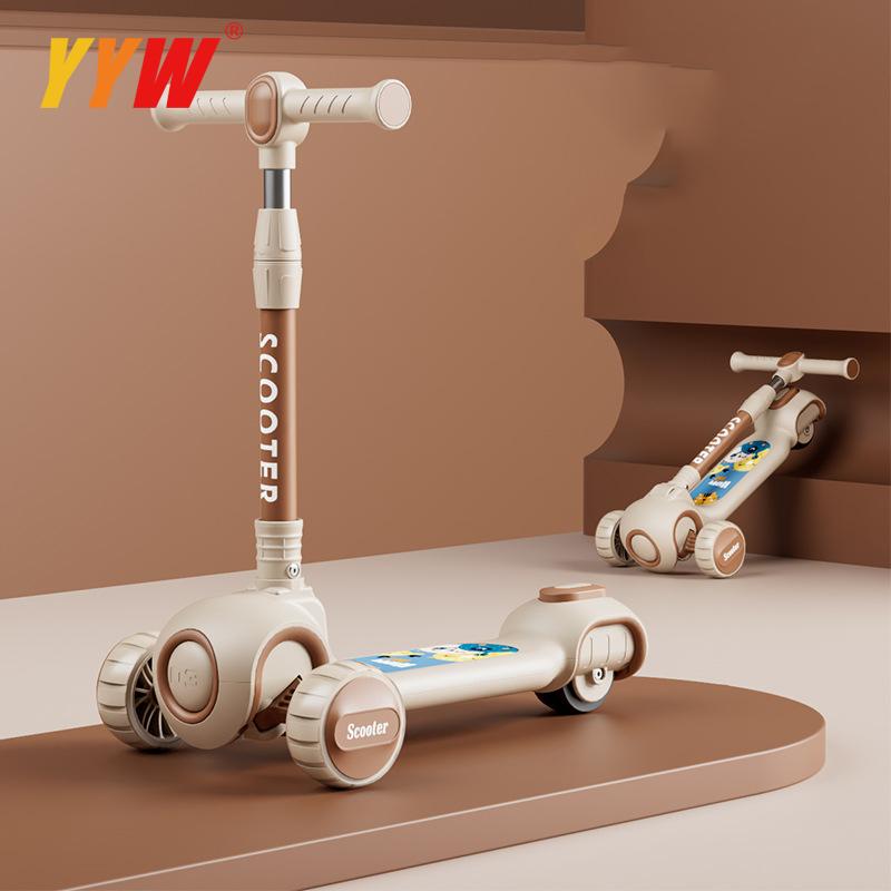 For 2-12 Years Children Cycling Kick Scooter With Seat And Pusher Flash Wheels Board Kid Music Pedal Scooters Adjustable Height