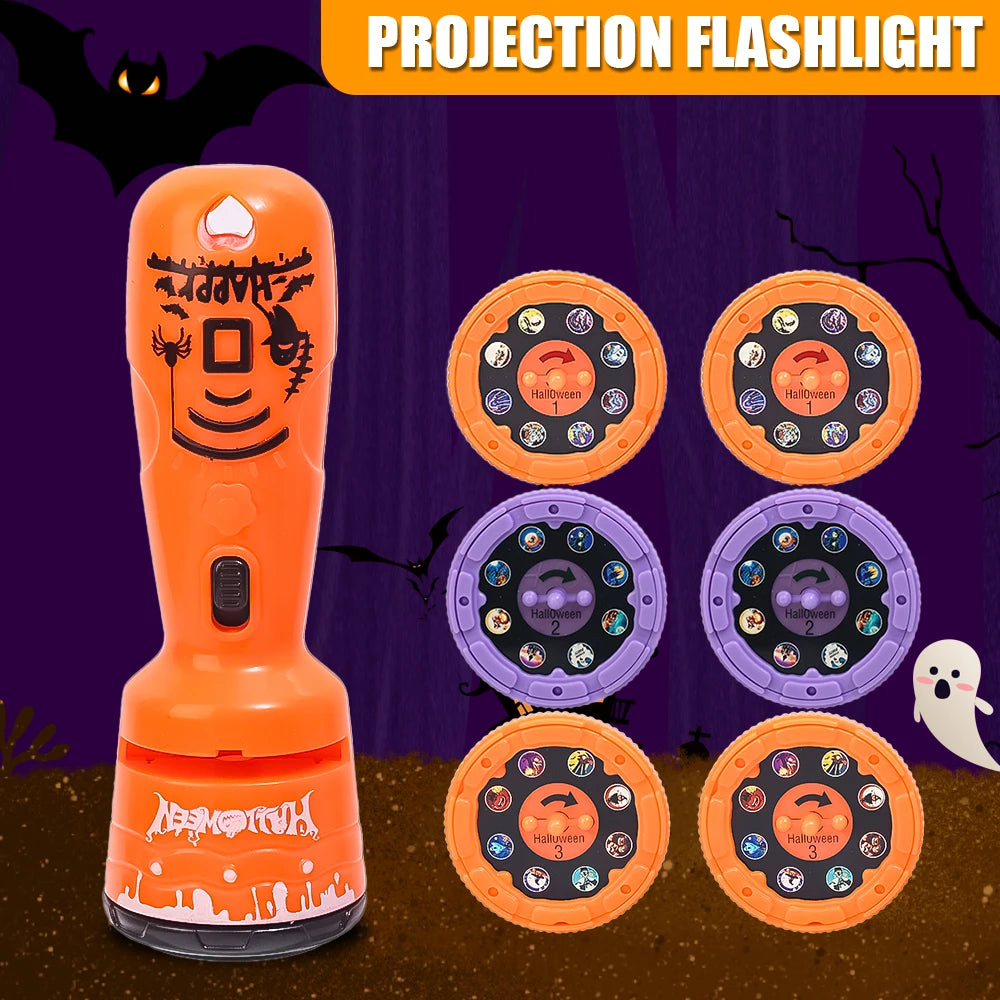 Projection Flashlight Toys Baby Cartoon Lights Ghost Pumpkin Pattern Game Early Childhood Halloween Projection Flashlight Gift