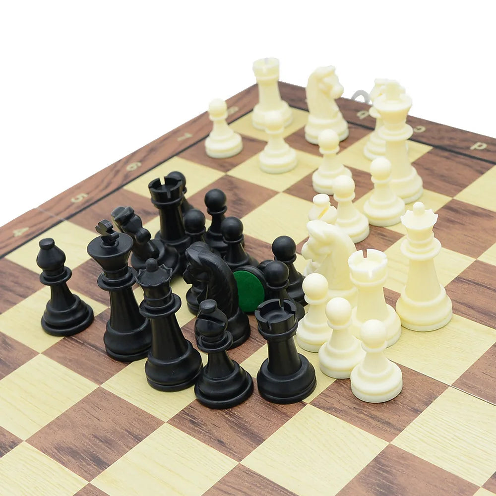 New 3 in 1 Wooden Chess Backgammon Checkers Travel Games Chess Set Board Draughts Entertainment Christmas Gift