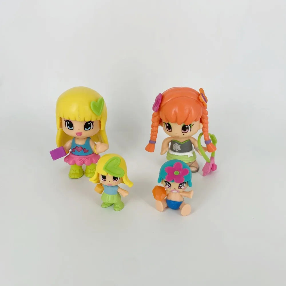 4pcs Doubleface Pinypon Gilrs+4pcs Little Baby Action Figure Dolls for Kids DIY Cartoon Detachable Figuras Toys Christmas Gift