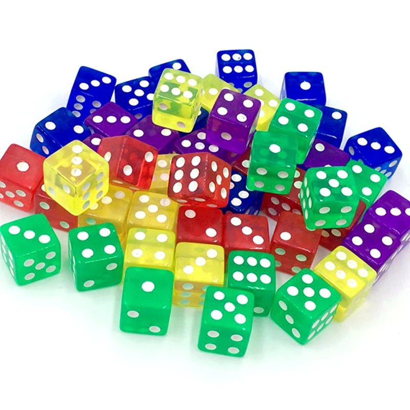 12Pcs 16MM Transparent Dice For Board Games For Adullts Children Juegos De Mesa Familiares Divertidos
