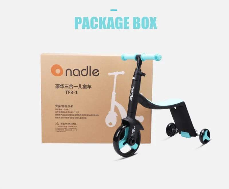 3 in 1 Kids Kick Scooter Kickboard+ Tricycle + Balance bike Child Ride On Toy Boy Girl Scooter Adjustable Toddler Birthday Gift