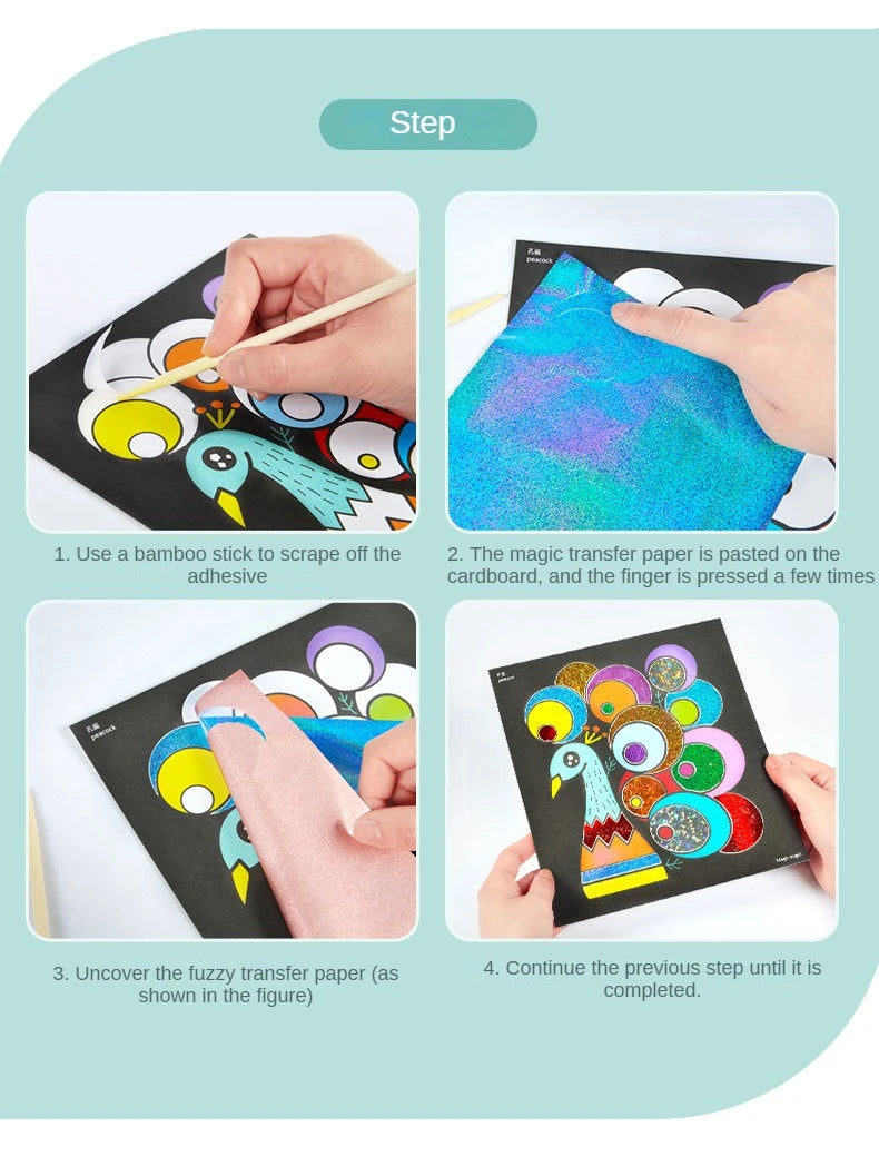DIY Cartoon Magic Transfer Painting Crafts for Kids Arts and Crafts Toys Children Creative Educational Learning Drawing Toys