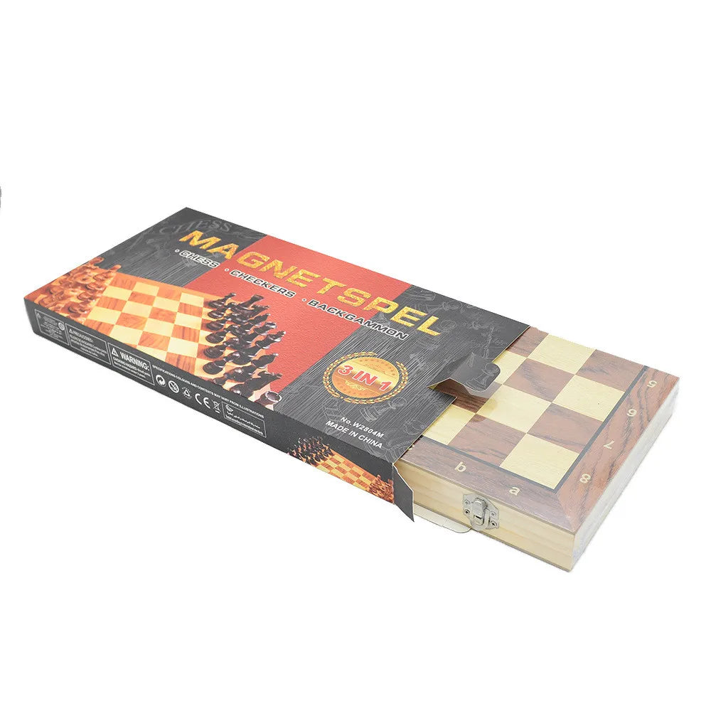 New 3 in 1 Wooden Chess Backgammon Checkers Travel Games Chess Set Board Draughts Entertainment Christmas Gift