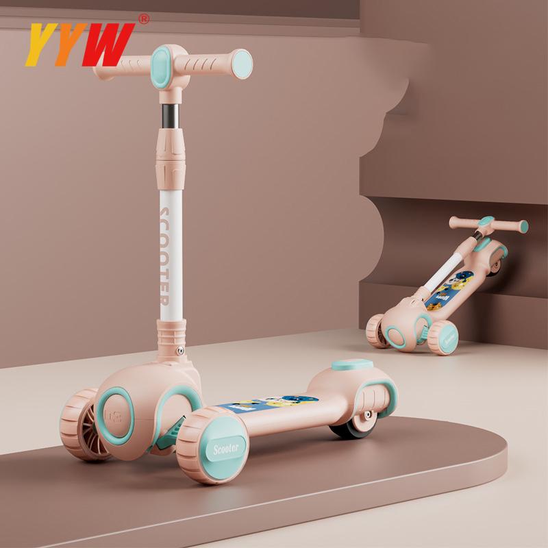 For 2-12 Years Children Cycling Kick Scooter With Seat And Pusher Flash Wheels Board Kid Music Pedal Scooters Adjustable Height