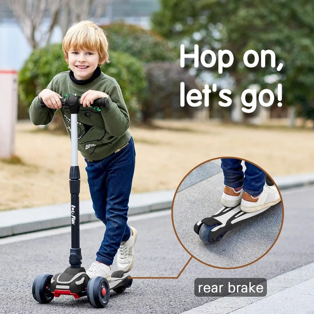 Toddler Scooter for Kids Ages 3-12 Years Old Boy Girl with 3 Wheel LED Lights, Extra-Wide Childrens Foldable Kick Scooter Kids