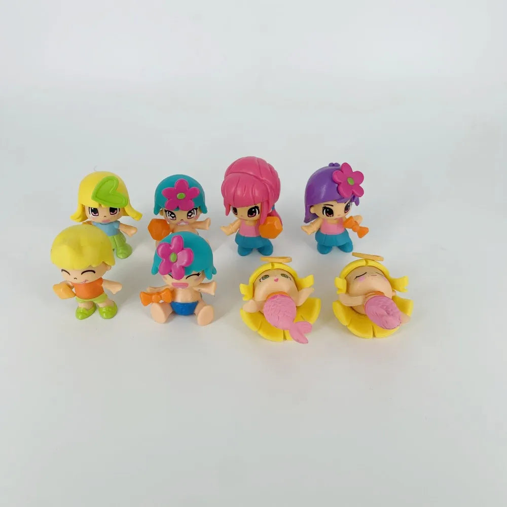 4pcs Doubleface Pinypon Gilrs+4pcs Little Baby Action Figure Dolls for Kids DIY Cartoon Detachable Figuras Toys Christmas Gift