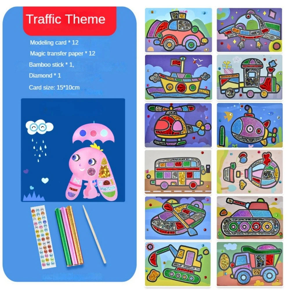 DIY Cartoon Magic Transfer Painting Crafts for Kids Arts and Crafts Toys Children Creative Educational Learning Drawing Toys