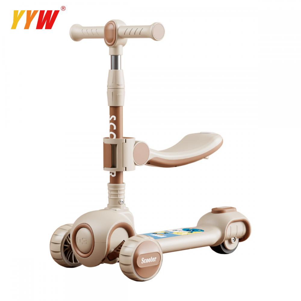 For 2-12 Years Children Cycling Kick Scooter With Seat And Pusher Flash Wheels Board Kid Music Pedal Scooters Adjustable Height