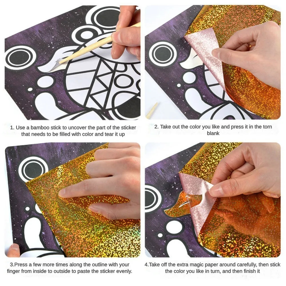 DIY Cartoon Magic Transfer Painting Crafts for Kids Arts and Crafts Toys Children Creative Educational Learning Drawing Toys