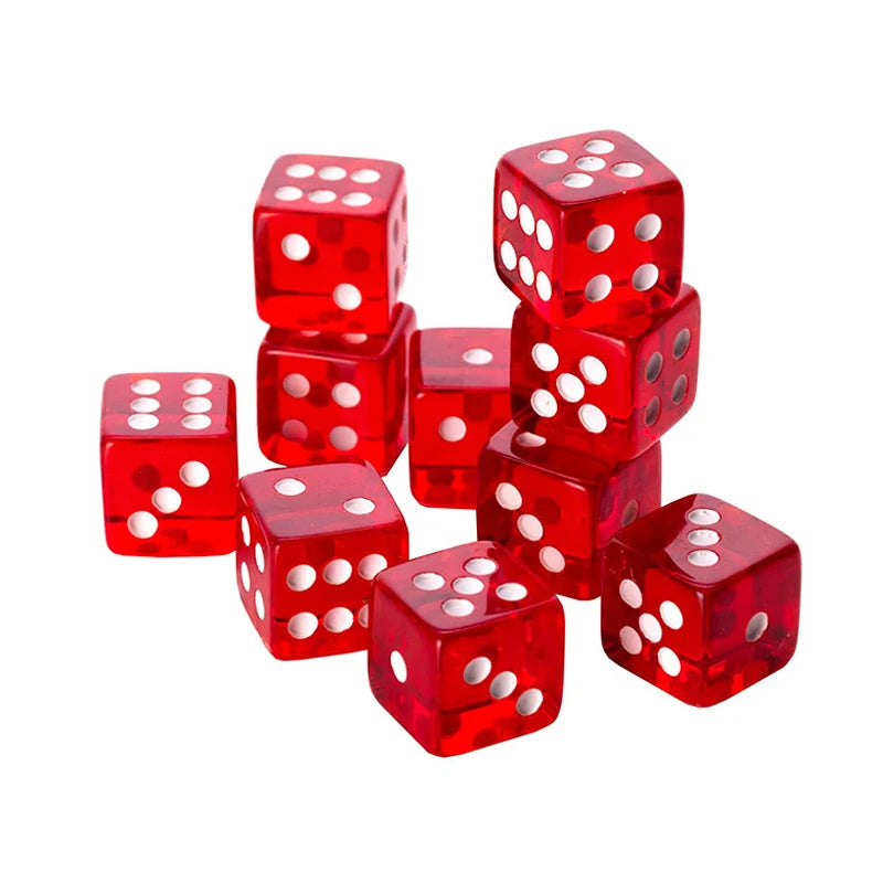 12Pcs 16MM Transparent Dice For Board Games For Adullts Children Juegos De Mesa Familiares Divertidos