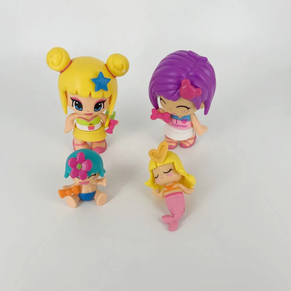 4pcs Doubleface Pinypon Gilrs+4pcs Little Baby Action Figure Dolls for Kids DIY Cartoon Detachable Figuras Toys Christmas Gift
