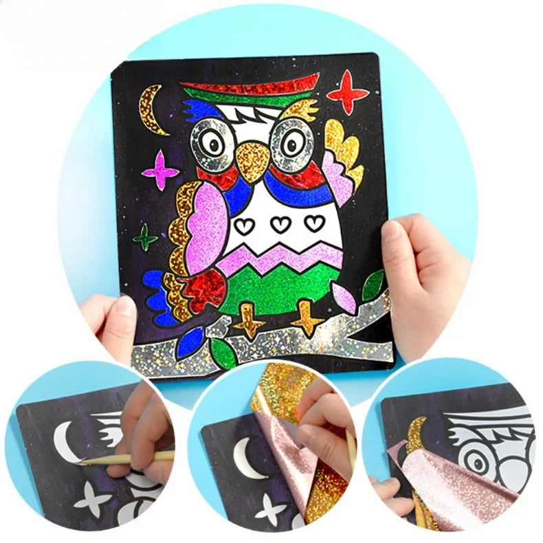DIY Cartoon Magic Transfer Painting Crafts for Kids Arts and Crafts Toys Children Creative Educational Learning Drawing Toys