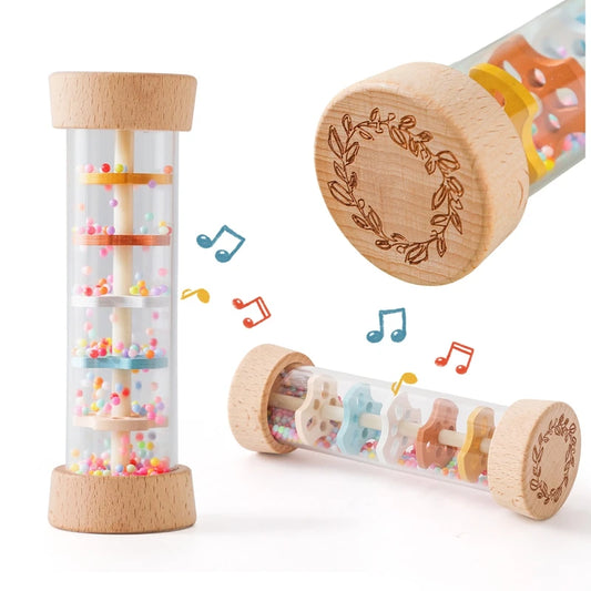 1pc Montessori Baby Rain Stick Rainbow Hourglass Rain Music Rattle Kid Educational Toy Auditory Sensory Education Toy Baby Gift