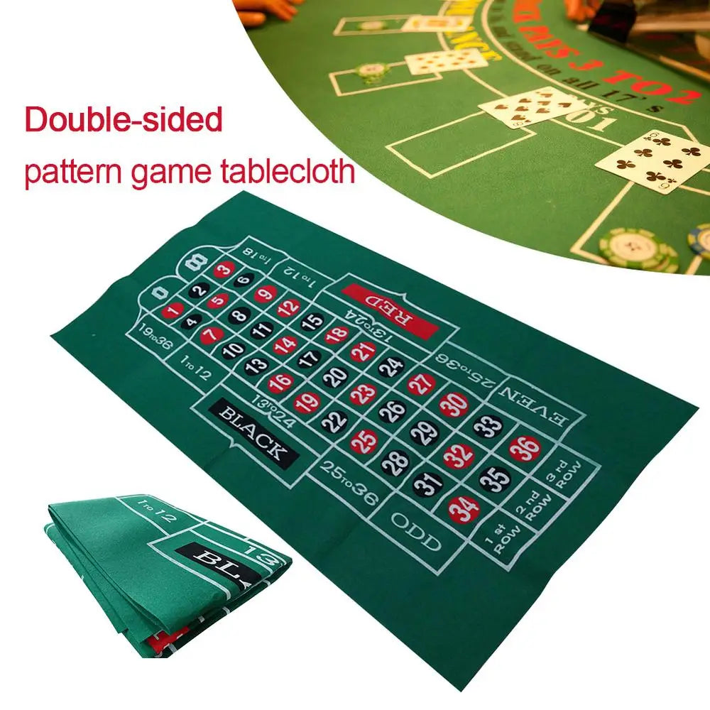 Double-Sided Poker Game Mat Craps Table & Blackjack Casino Felt Roll-up Casino Roulette Tabletop Mat For Party Bar Board Game