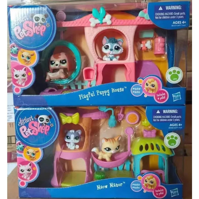 Genuine Little Pet Shop Playful Puppg House Meow Mahor Action Figure Pet House Animal Handmade Toys Ornaments for Kids Gifts